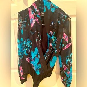 Bebe floral long sleeve bodysuit